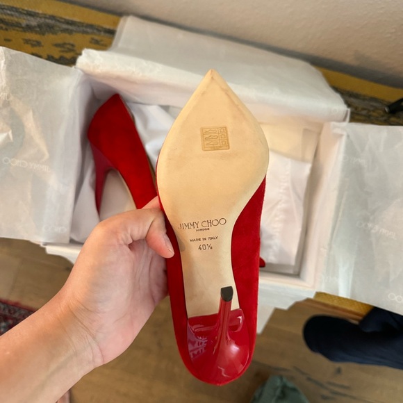 NWT Jimmy Choo Anouk Red Suede Stiletto Pointed Heel Pumps - Picture 5 of 8